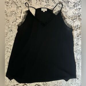 LOFT Black Satin-Look Lace Trim Camisole